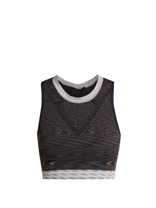 Matchesfashion.com Lndr - Space Seamless Cotton Blend Crop Top - Womens - Dark Grey