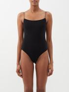 Toteme - Smocked Recycled-fibre Swimsuit - Womens - Black