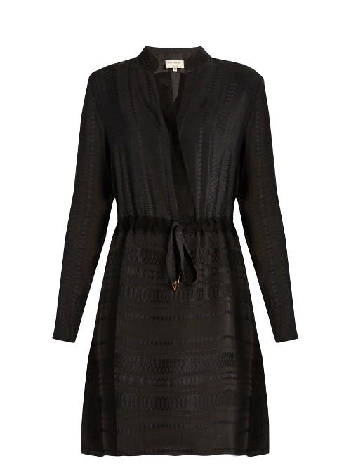 Zeus + Dione Danae Geometric-jacquard Silk And Suede Dress