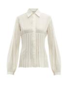 Matchesfashion.com Gabriela Hearst - Gertrude Pintucked Wool Blend Blouse - Womens - Ivory