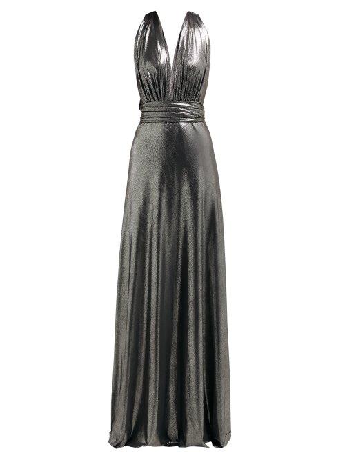 Matchesfashion.com Maria Lucia Hohan - Melika Halterneck Lam Gown - Womens - Silver
