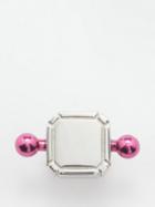 Era - Square 18kt White Gold Single Earring - Womens - Pink Multi