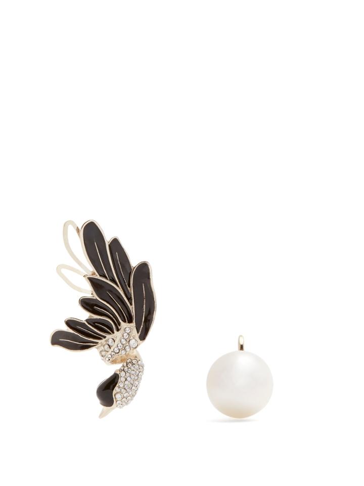 Lanvin Swan Asymmetric Clip-on Earrings
