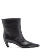 Matchesfashion.com Khaite - Arizona Square-toe Leather Ankle Boots - Womens - Black