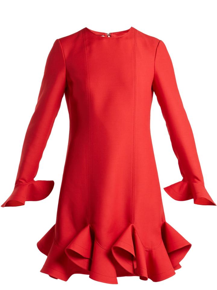 Valentino Flounced-hem Silk-crepe Dress