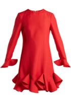 Valentino Flounced-hem Silk-crepe Dress