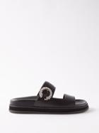 Jimmy Choo - Marga Crystal-embellished Leather Slides - Womens - Black