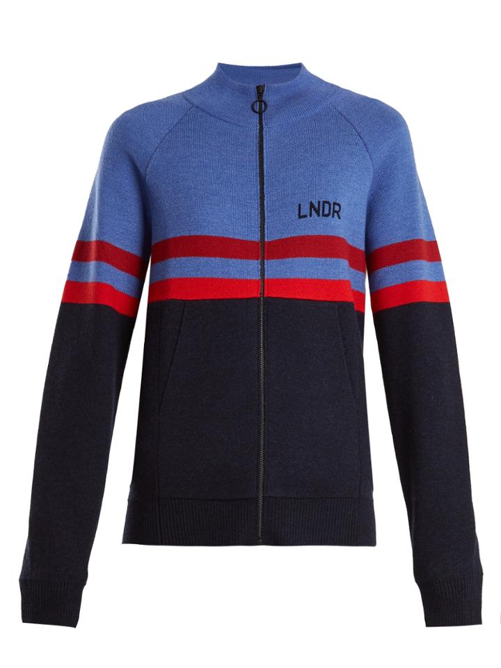 Lndr Aspen Zip-through Striped Wool Sweater