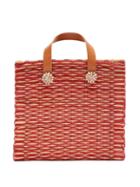 Matchesfashion.com Heimat Atlantica - Amor Shell And Leather-trimmed Straw Tote Bag - Womens - Red Multi
