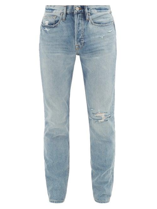 Matchesfashion.com Frame - L'homme Remington Distressed Skinny Jeans - Mens - Light Blue