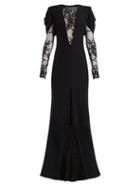 Matchesfashion.com Alexander Mcqueen - Lace Insert Gown - Womens - Black