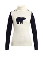 Matchesfashion.com Perfect Moment - Bear Roll Neck Wool Sweater - Womens - Navy White