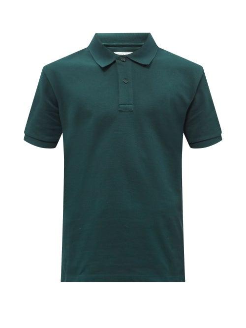 Bottega Veneta - V-stitched Nape Cotton-piqu Polo Shirt - Mens - Dark Green