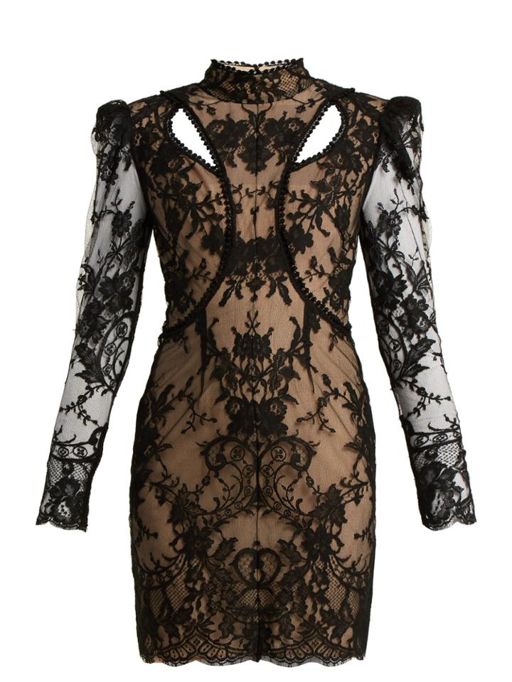 Alexander Mcqueen High-neck Cotton-blend Lace Dress