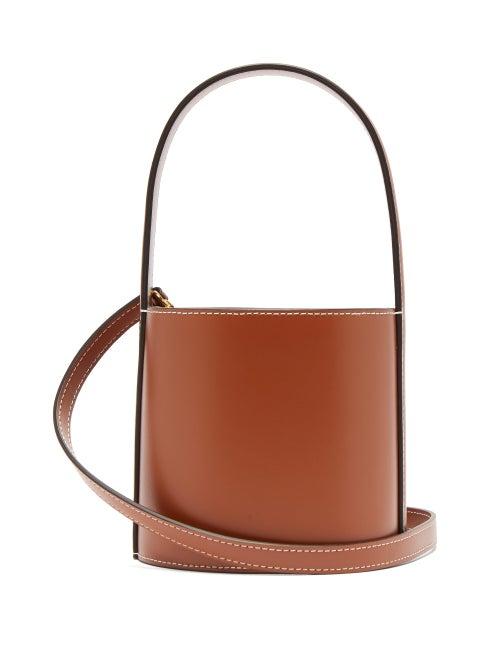Matchesfashion.com Staud - Bisset Topstitched Leather Bucket Bag - Womens - Tan