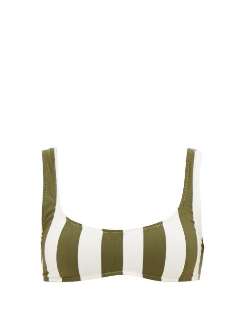 Matchesfashion.com Solid & Striped - Elle Scoop-neck Striped Bikini Top - Womens - Green Stripe