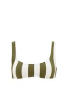 Matchesfashion.com Solid & Striped - Elle Scoop-neck Striped Bikini Top - Womens - Green Stripe