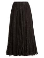Matchesfashion.com Dodo Bar Or - Jamie Ruffle Trimmed Striped Chiffon Skirt - Womens - Black Silver
