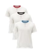 Matchesfashion.com Maison Margiela - Pack Of Three Logo-print Cotton-jersey T-shirts - Mens - White