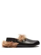 Gucci River Shearling-lined Leather Clogs