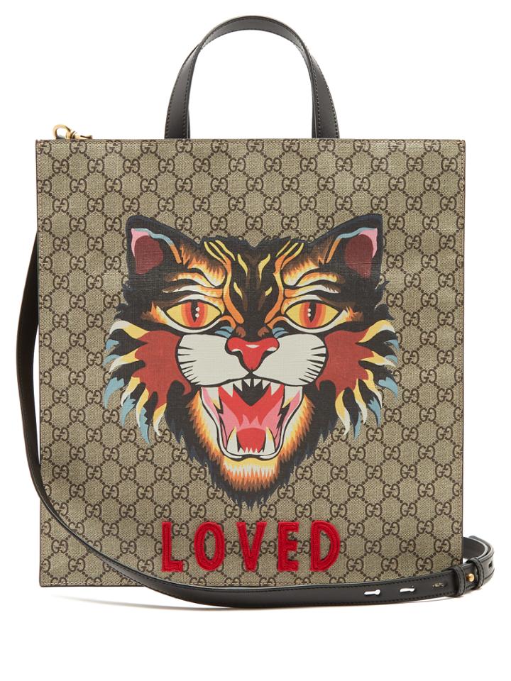 Gucci Angry Cat-print Gg Supreme Canvas Tote