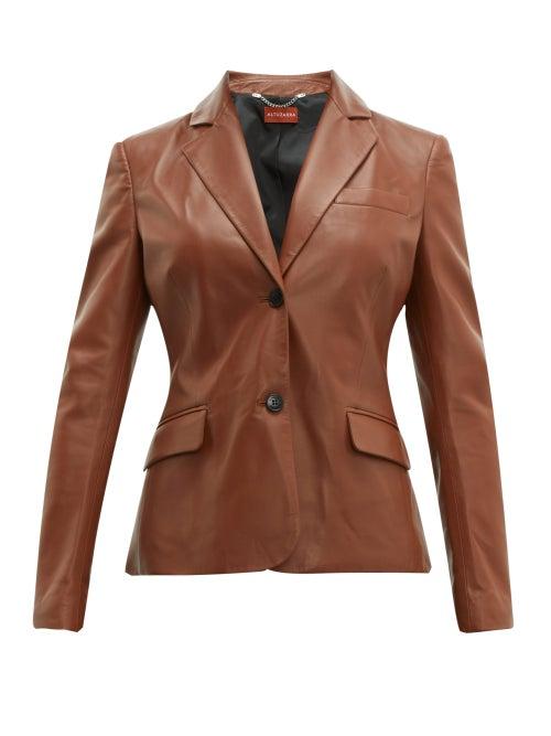 Matchesfashion.com Altuzarra - Marilyn Single Breasted Leather Jacket - Womens - Brown