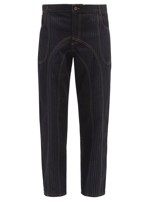 Ahluwalia - Stripe-wash Relaxed-leg Jeans - Mens - Black