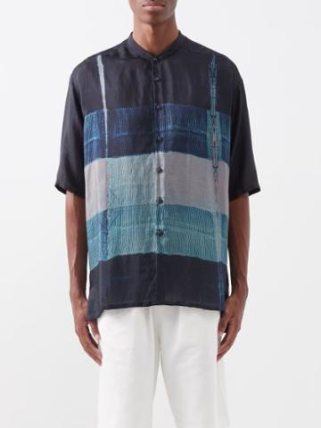 Delos - Dion Shibori-dyed Silk Shirt - Mens - Black Multi