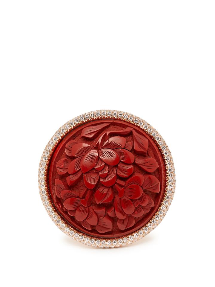 Francesca Villa Lanterne Rosse 18kt Gold And Diamond Pav Ring