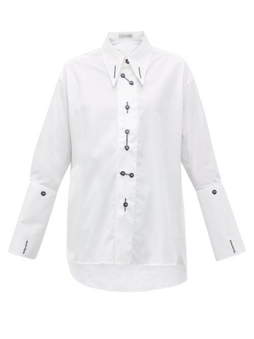 Matchesfashion.com Palmer//harding - Linked Point Collar Cotton Blend Shirt - Womens - White