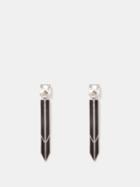 Saint Laurent - Crystal Geometric Clip Earrings - Womens - Black Multi