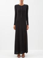 Frame - Thigh-slit Jersey Henley T-shirt Dress - Womens - Black