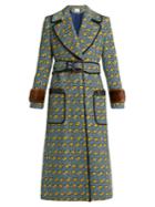 Fendi Heart -print Fur-trimmed Cotton-blend Coat