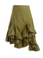 Matchesfashion.com Marques'almeida - Asymmetric Ruffle Hem Skirt - Womens - Khaki