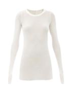 Matchesfashion.com Rick Owens - Round-neck Ribbed-jersey Long-sleeved T-shirt - Womens - Ivory
