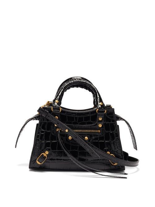 Ladies Bags Balenciaga - Neo Classic City Mini Crocodile-effect Leather Bag - Womens - Black