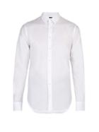 Matchesfashion.com Giorgio Armani - Logo Jacquard Cotton Shirt - Mens - White