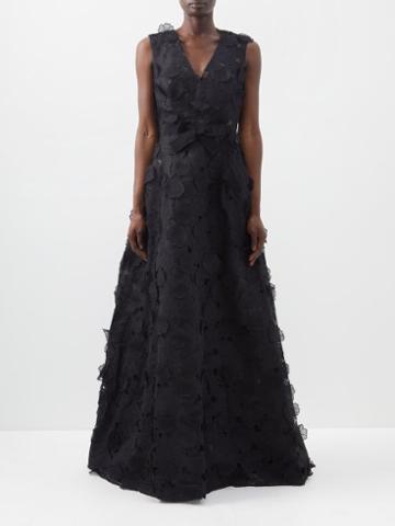 Jason Wu Collection - Floral-appliqu Embroidered Silk-organza Gown - Womens - Black