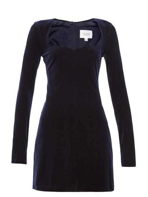Matchesfashion.com Galvan - Nightfall Velvet Mini Dress - Womens - Navy