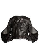 Matchesfashion.com Alexander Mcqueen - Ruffled Cropped Leather Jacket - Womens - Black