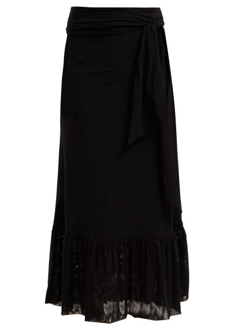 Matchesfashion.com Ganni - Polka Dot Tiered Stretch Mesh Skirt - Womens - Black