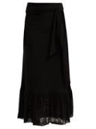 Matchesfashion.com Ganni - Polka Dot Tiered Stretch Mesh Skirt - Womens - Black