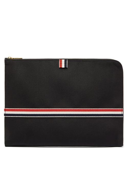 Matchesfashion.com Thom Browne - Tricolour Trim Canvas Pouch - Mens - Black