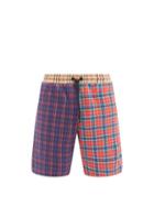 Matchesfashion.com Burberry - Husky Checked Cotton-blend Jersey Shorts - Mens - Navy