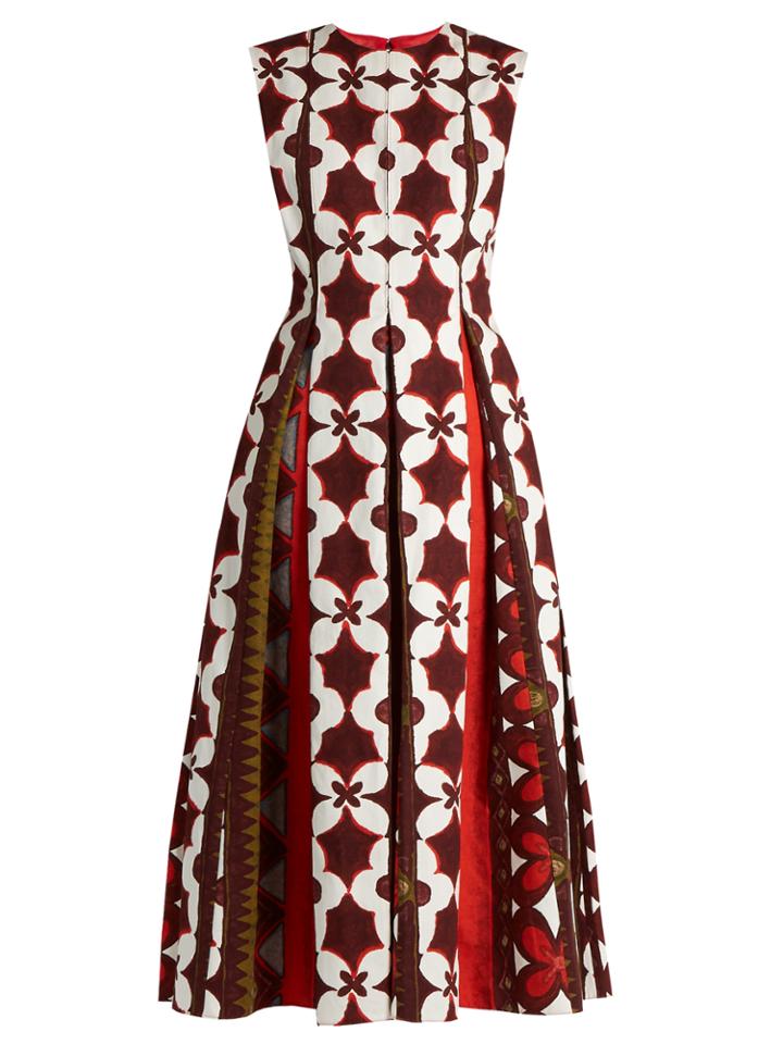 Valentino Cuban Flower-print Cotton-blend Dress