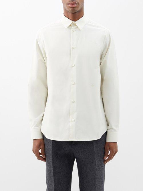 Gucci - Logo-embroidered Cotton-poplin Shirt - Mens - Cream