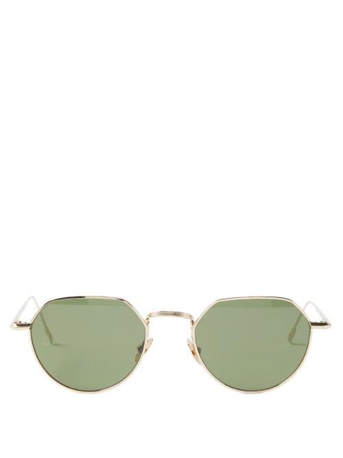 Monc - X Oliver Spencer Lymington Round Metal Sunglasses - Mens - Gold