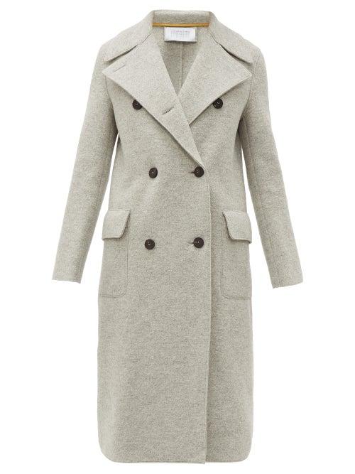 Matchesfashion.com Harris Wharf London - Wide Lapel Double Breasted Boiled Virgin Wool Coat - Womens - Light Grey