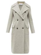 Matchesfashion.com Harris Wharf London - Wide Lapel Double Breasted Boiled Virgin Wool Coat - Womens - Light Grey