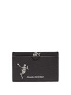 Matchesfashion.com Alexander Mcqueen - Skeleton Print Leather Cardholder - Mens - Black White